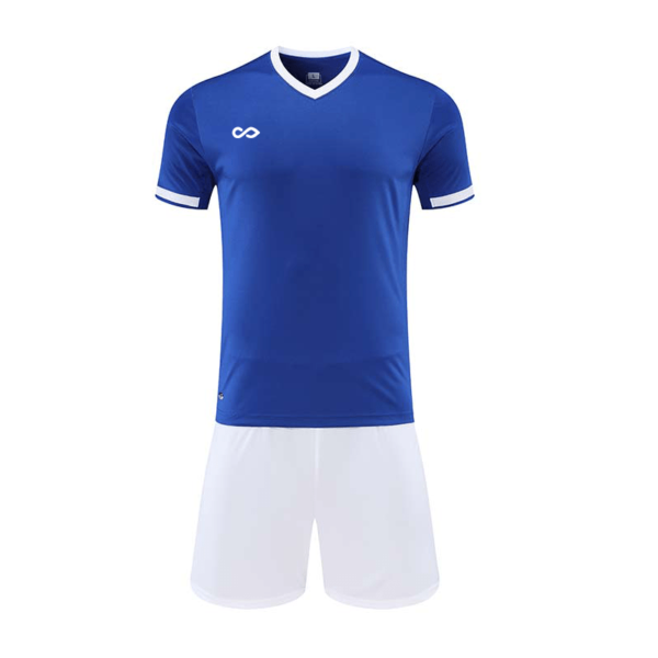 Custom Blue V-neck Soccer Kit Design