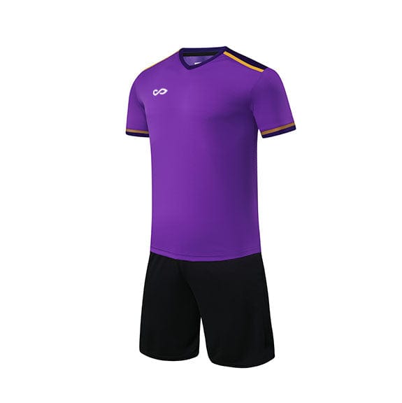 Custom Purple and Black V-neck Soccer Kit Design