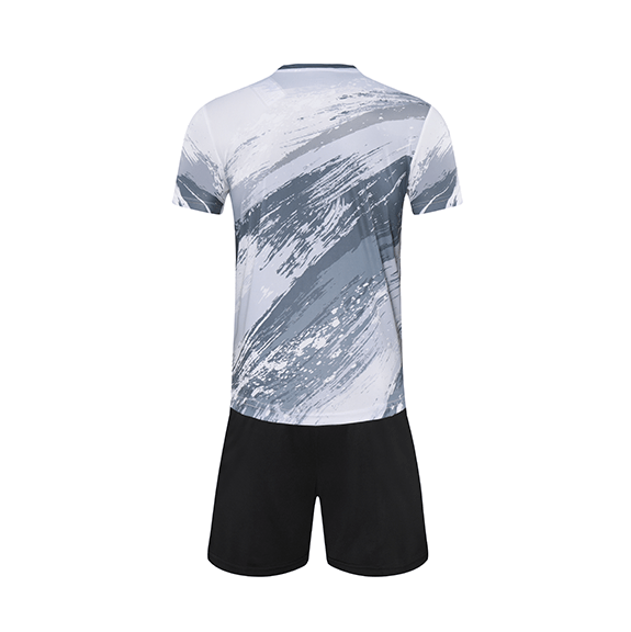 Custom Brush Stroke White and Black Soccer Uniform Design
