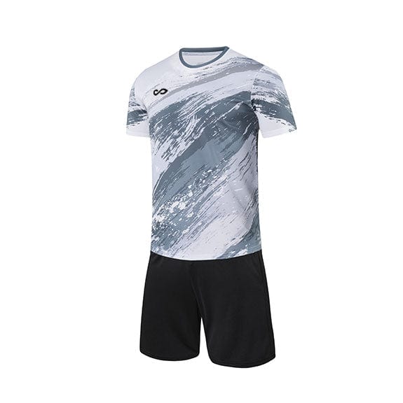 Custom Brush Stroke White and Black Soccer Uniform Design