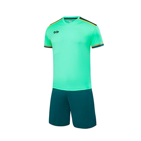 Custom Green V-neck Soccer Kit Design